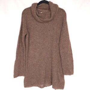 Anthropologie Tunic Sweater‎ SMALL Brown SURI ALPACA Blend Knit Cowl Nk Longline